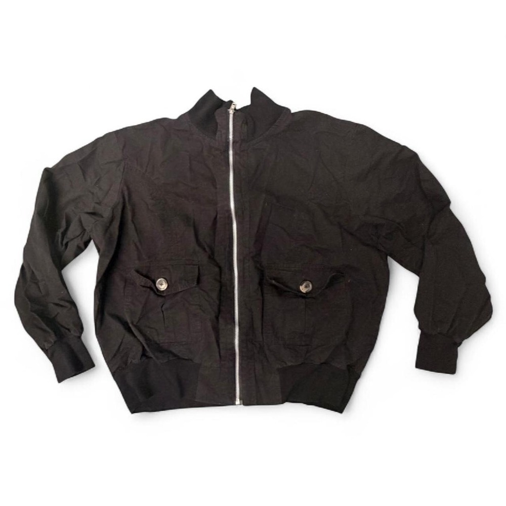 Y2K 100% cotton womens Helium blk bomber jacket, fits size small (marked 1X)